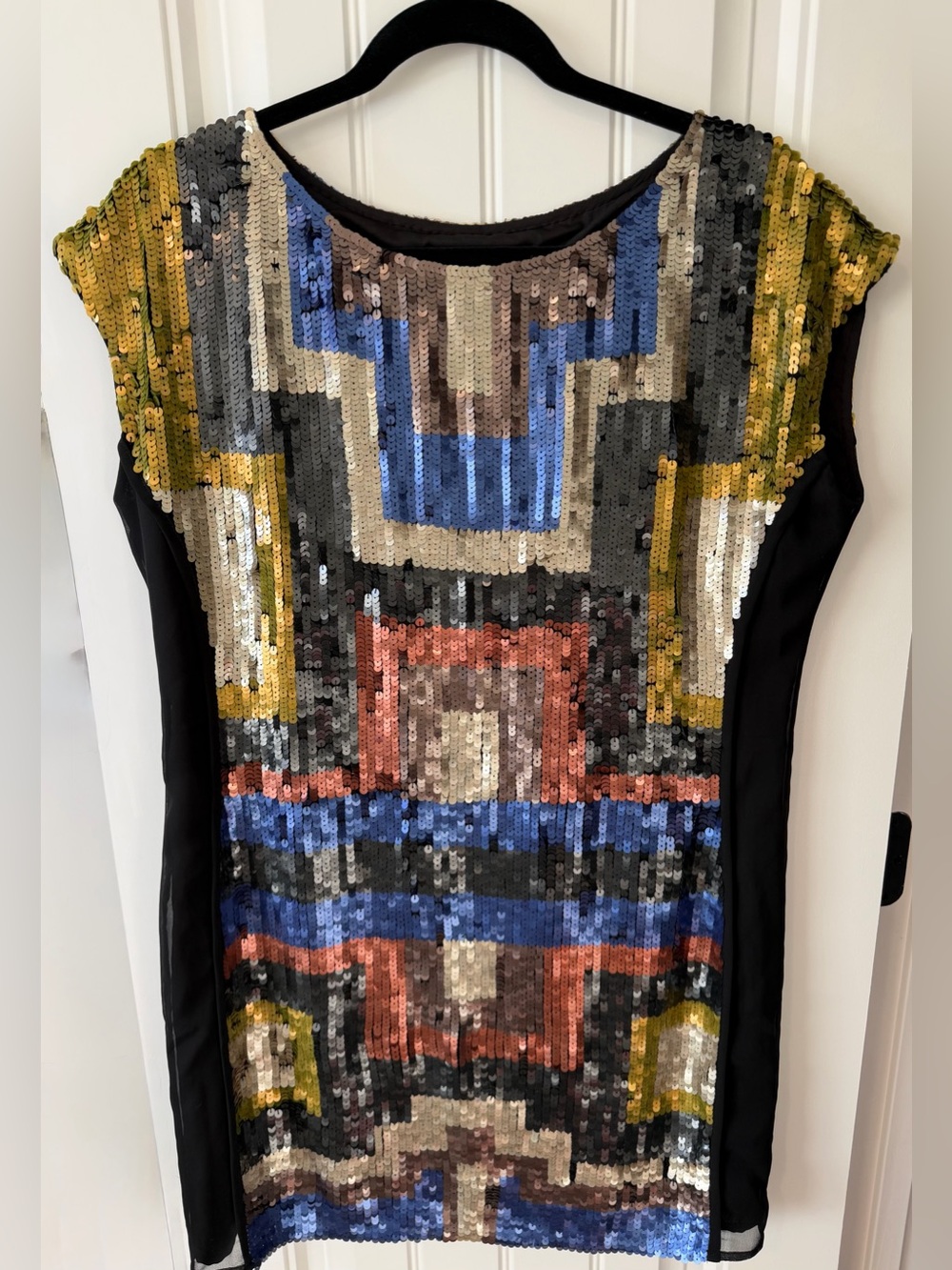 Trina Turk Multicolor Sequin Geo-Pattern Mini Dress